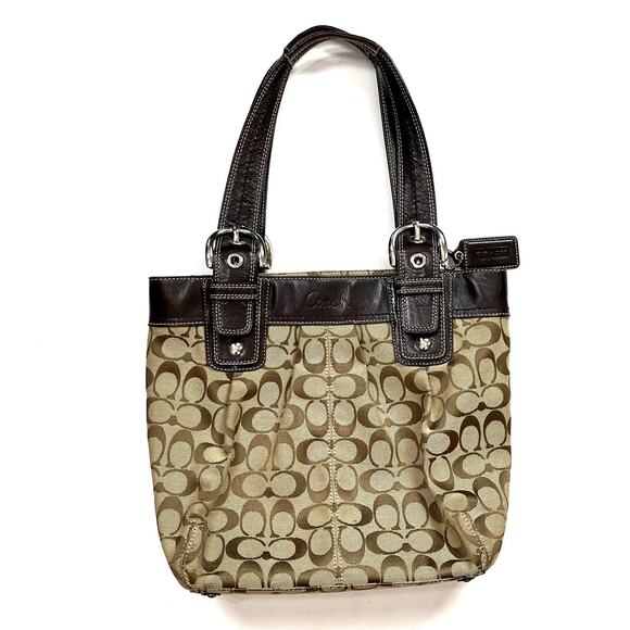 Coach Signature Brown Jacquard Buckle Bag - Picture 1 of 16